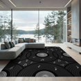 thumbnail image 2 of ODIKA 8'x10' Washable Area Rug Record Album Disc Motif Border Round Cd Themed Music Vinyl Note Playful for Dining Room, Large Office, Lounge, Non-Slip Chair-Friendly Mat, 2 of 7