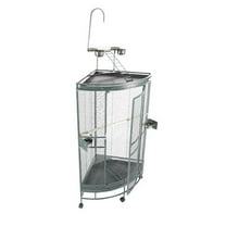A&E Cage CC2525 Black 36 x 25 x 66 in. Medium Corner Cage with PlayTop, Black