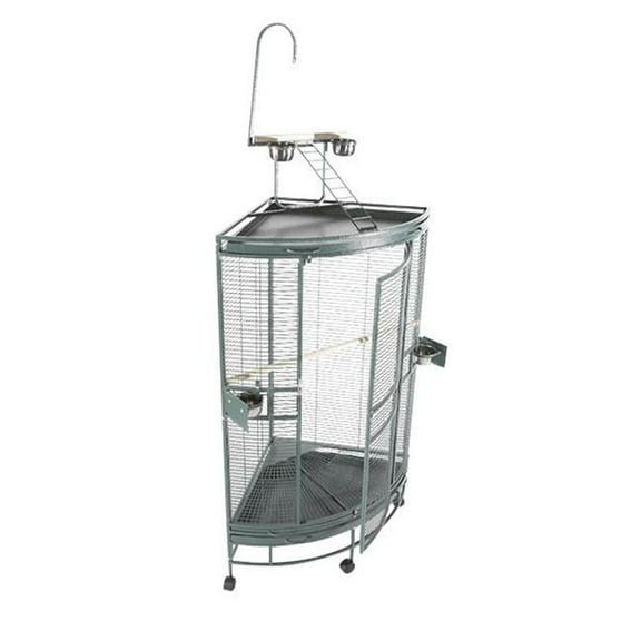 A&E Cage CC2525 Black 36 x 25 x 66 in. Medium Corner Cage with PlayTop, Black