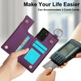 thumbnail image 4 of Allytechgroup for Samsung Galaxy Note 20 Wallet Case, Zipper Pocket Cards Holder RFID Blocking Ring Holder Stand Bumper Shockproof PU Leather Retro Phone Case for Samsung Galaxy Note 20, Darkpurple, 4 of 8