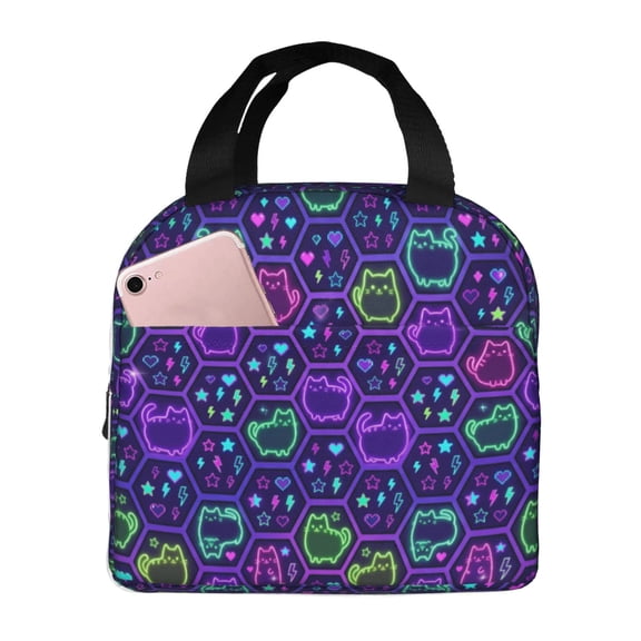 Cats Lunch Bag For Women, Insulated Reusable Lunch Tote Bag, Large Capacity Lunch Box For Work, Leakproof Cooler Lunch Bag For Office Picnic Travel
