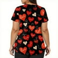 thumbnail image 5 of Dwralegc Women's Valentines Printed Scrub Tops V Neck Tee Love Heart Print Short Sleeve Nursing Oversized Shirt with 2 Pockets Uniform Vermilion XL, 5 of 5