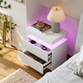 thumbnail image 2 of Mesa de Noche Moderna Blanca con LED y 2 Cajones, 2 of 6
