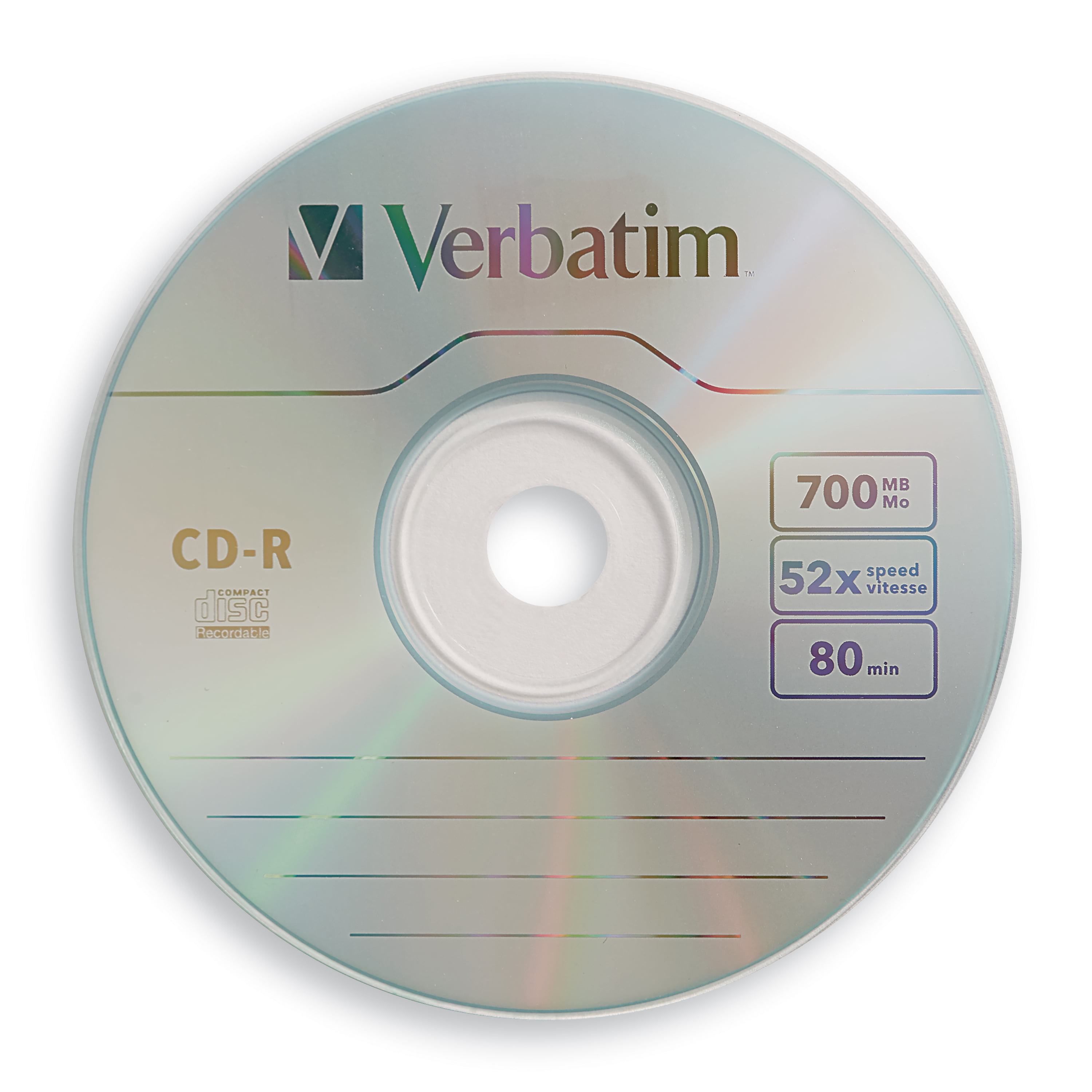  Verbatim CD-R Blank Discs 700MB 80 Minutes 52x Recordable Disc  for Data and Music with Blank White Surface - 100 Pack Spindle : Electronics