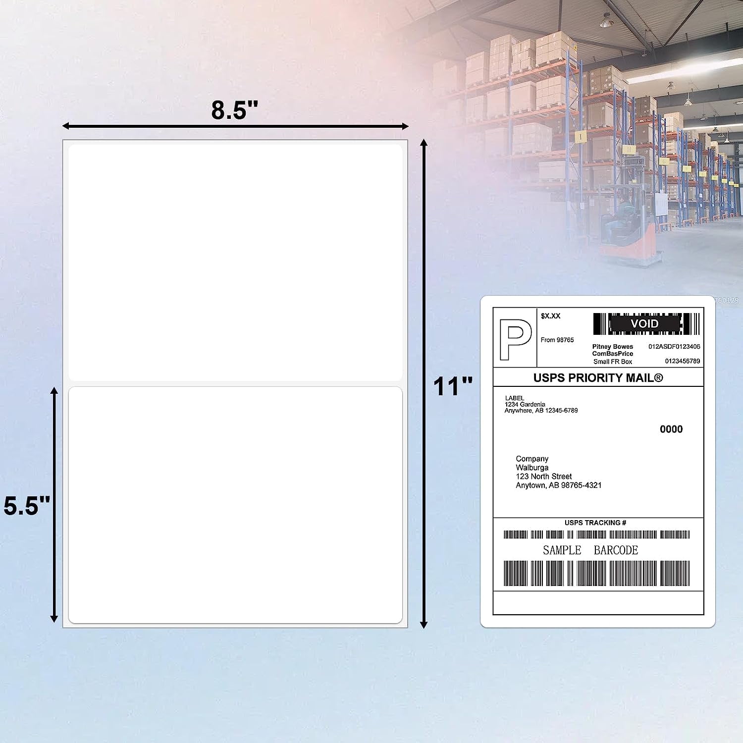 NefLaca Half Sheet Shipping Labels, Rounded Corner Self Adhesive Address Labels for Laser/Inkjet Printer, 8.5 x 5.5 inches, 600 Labels