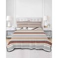 thumbnail image 2 of Quilt King Size Bedding Set, Beige Khaki Striped Reversible Summer Quilt 3 Pieces, Farmhouse Stripes Modern Abstract Art Lightweight Bedspreads Coverlets with 2 Pillow Shams for All Seasons, 2 of 5