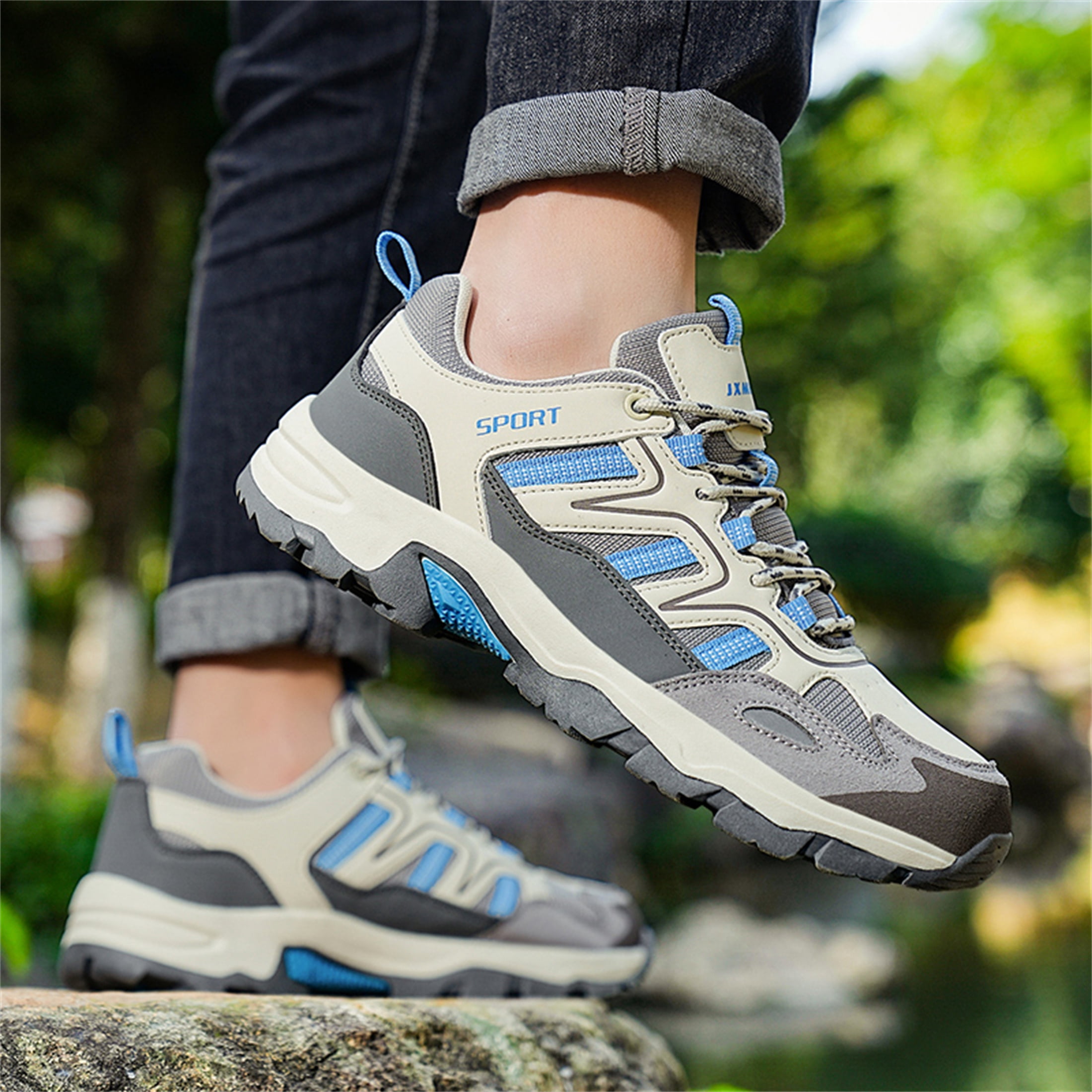 LASUDRAA Mens Womens Non-Slip Hiking Shoes Breathable Lightweight Outdoor Trekking Sneakers for Walking Camping