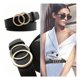 thumbnail image 5 of Cinturón de mujer O Anillos Hebilla Suave Cómodo Casual Cinturón de cuero PU para fiestas Juegos de rol Compras Citas Negro, 5 of 5