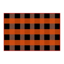 Neorosiri Hand-Woven Orange Plaid Outdoor Rug - Modern Check Doormat for Front Porch, Farmhouse, Entryway, and Patio