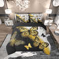 thumbnail image 2 of Manfei Gold Black Butterfly 7pcs Bedding Queen Size, Aesthetic Marble Comforter Sets with Sheets, Wild Animal Bed Set, Microfiber Room Decor, 2 of 8