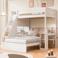 thumbnail image 6 of Harper & Bright Designs Twin XL Over Full L Shaped Bunk Bed with Stairs and 2 Desk & USB Charging Station, Solid Wood Separable L-Shaped Bunk Bed with Storage Shelves, White, 6 of 12
