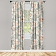 thumbnail image 3 of Ambesonne Floral Curtains, Peonies Dreamy Pattern Print, Pair of 28"x84", Pale Peach Dust and Off White, 3 of 5