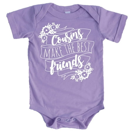 

Cousins Make The Best Friends Flower Banner T-Shirts and Bodysuits for Matching Girl Cousins Purple Bodysuit 12 Months
