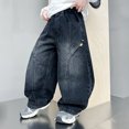 thumbnail image 4 of FYDUU Boys Baggy Jeans For Big Kids Relaxed Fit Denim Pants Elastic Waistband Durable Cargo Jeans Casual Trousers For School Play Everyday Wear 8-9 Years, 4 of 9