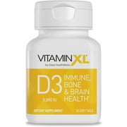 OmegaXL VitaminXL D3 High Potency Daily Vitamin D 5000 IU 125mcg Immune Support Supplement - Promotes Healthy Muscle Function & Strong Bones - Non-GMO, Gluten-Free - 30 Softgels