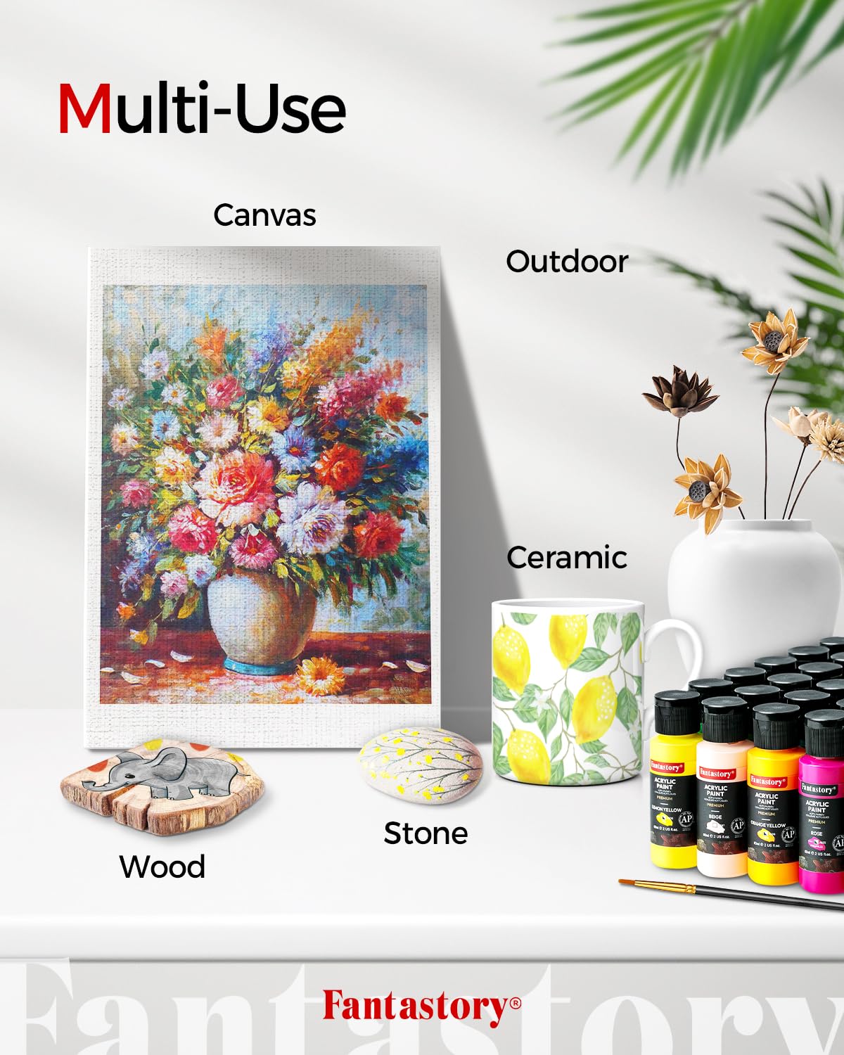 Fantastory 28-Color Acrylic Paint Set with 12 Brushes photo 8
