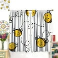 thumbnail image 3 of Little Bee Curtains, Yellow Bee Fly Track White Background Theme Design, Boy Girl Bedroom Nursery Decorative Curtains, 2 Panel Set, 52x84 Inch., 3 of 6