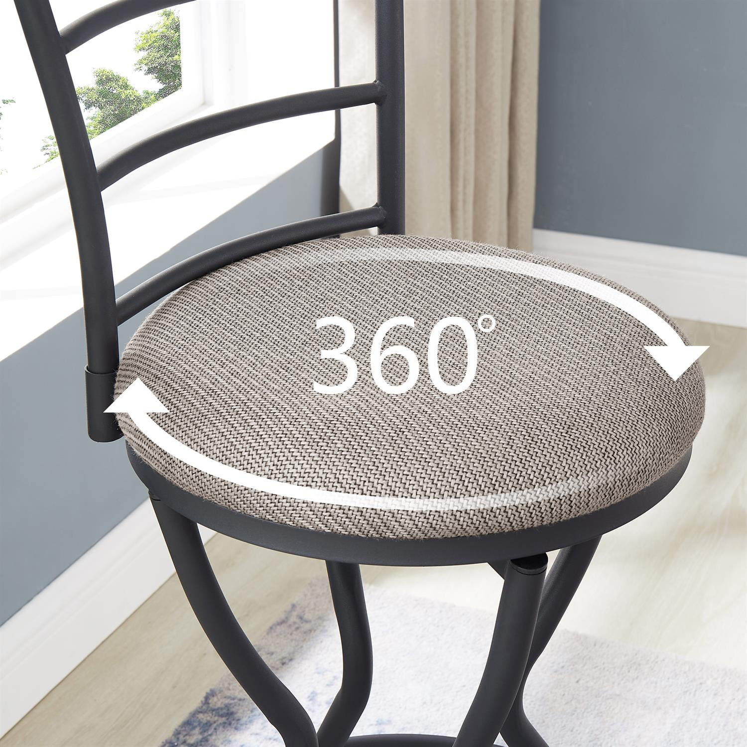 Demi Bonn 3-Piece Dining Table Set with 2 Fabric Upholstered Bar Chairs,dustrial Kitchen Bar Table Furniture Sets for Dining Room, Apartment, Black