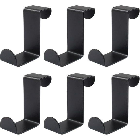 6 Pcs Over The Door Hooks Z-Shaped Hanging Hooks, Dual Head Cabinet Towel Hooks Stainless Steel Door Hangers Hooks for Kitchen Bathroom Bedroom, Black