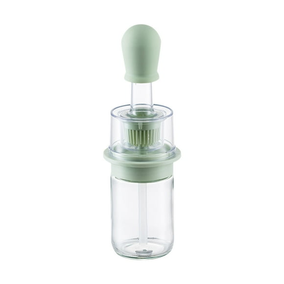 Dispensador de aceite de oliva con cepillo, 180 ml, para cocinar, hornear, barbacoa. Botella de vidrio de boca ancha para encimera de cocina. Dispensador de aceite a presión a prueba de fugas para
