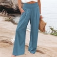 thumbnail image 2 of Gunia Women Wide Leg Pants High Waisted Palazzo Solid Color Stretch Casual Trousers With Pockets Summer Flowy Pants, 2 of 4