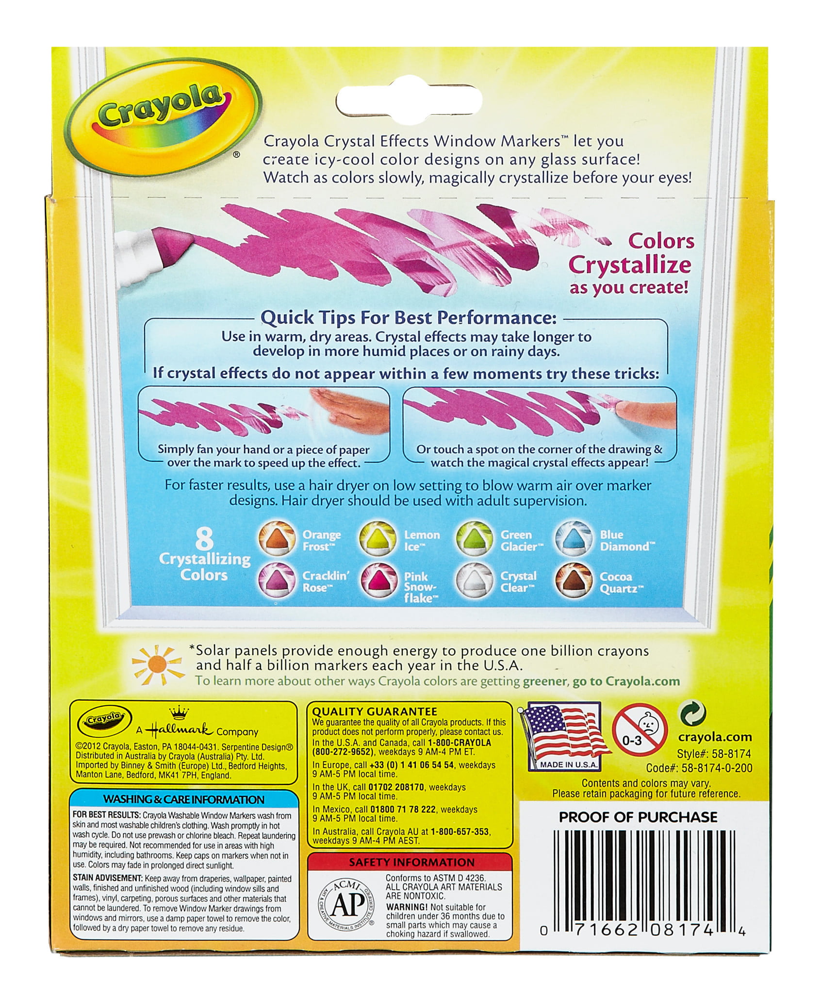 Crayola Crystal Effects Window Marker Set, 8-Colors