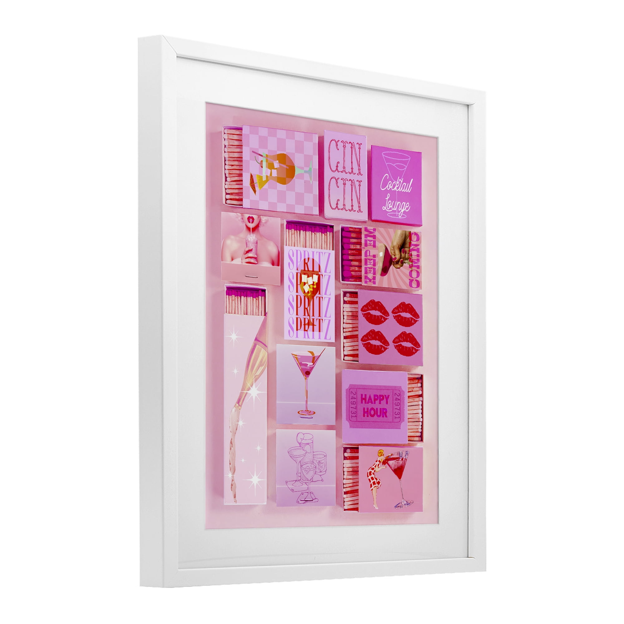Feminine Glam Matches White Framed Print Under Glass, design by Lil' Rue
