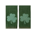 thumbnail image 5 of Serafina Home St. Patrick's Day Irish Kitchen Bath Guest Hand Fingertip Towels: Soft Absorbent Embroidered Green Shamrocks Clovers Design, 100% Cotton, Green, Set of Two, 12" x 18", 5 of 9