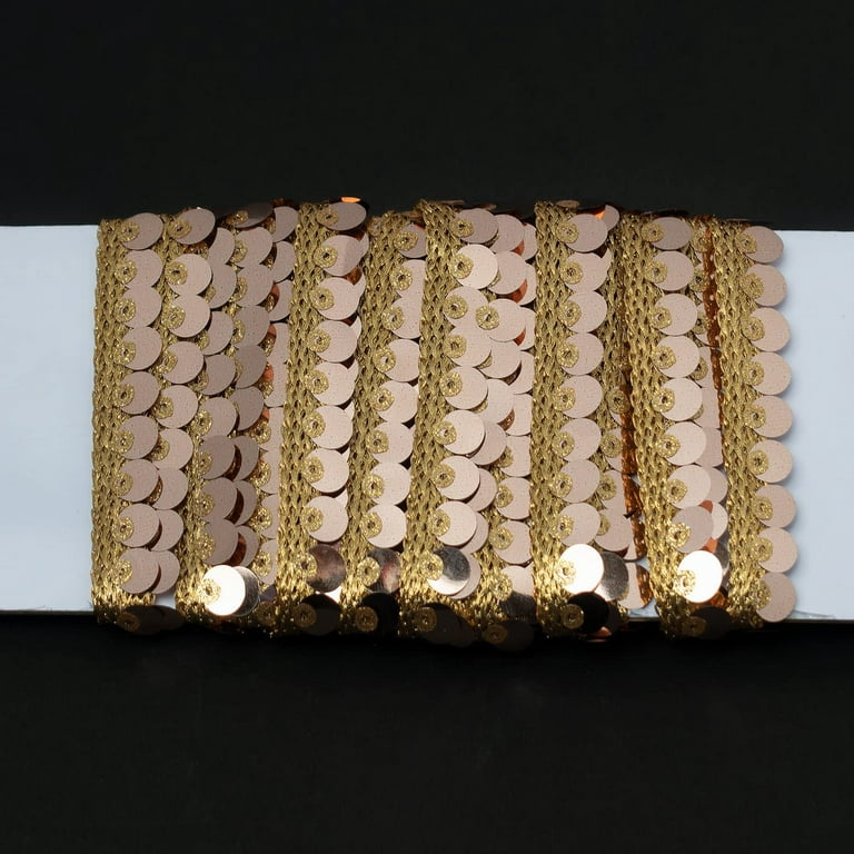 Trimming Shop Mirror Lace Ribbon Decorative Trim Border Applique, Rose Gold,  13mm Wide, 4 Mtrs 