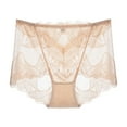 thumbnail image 2 of Xunlbb Women Underwear,Ladies Silk Lace Underwear,Mid-raist Hollow Buttocks Comfortable Briefs Embroidered Cotton Crotch Women's Underwear (Beige M) on Clearance, 2 of 5