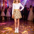 thumbnail image 2 of mgoYE Sequin Skirt for Girls Kids Elastic Waist A-Line Sparkly Mini Skirt, 2 of 7