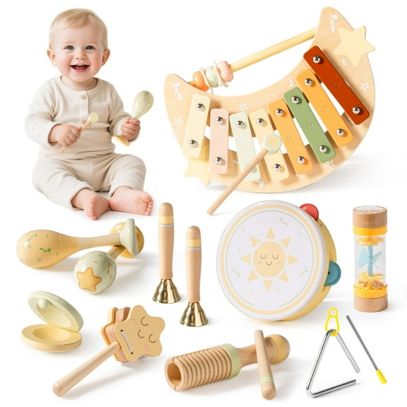 Robud Kids Drum Set for Toddlers Baby Music Instruments 7 in 1 Montessori Preschool Musical Toys, Drum, Xylophone, Tambourine, Birthday Gift for Kids Ages 1-6