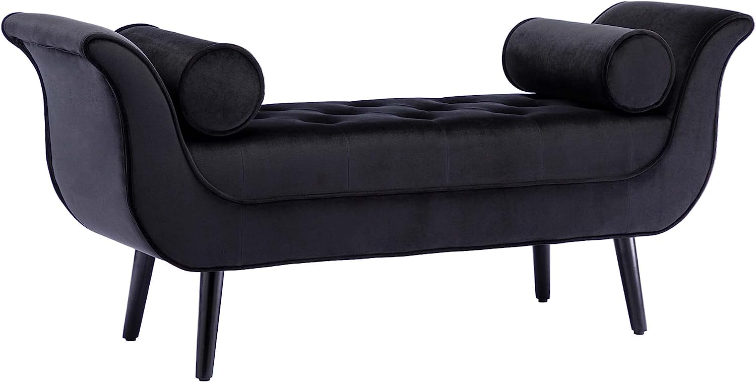 Duhome Upholstered Bench for Bedroom with Rolled Arms Tufted Bench for End of Bed Ottoman Bench ...