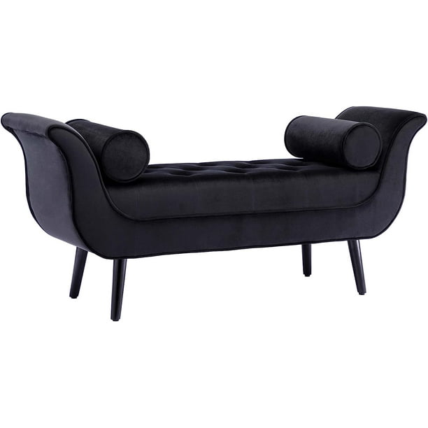 Duhome Upholstered Bench for Bedroom with Rolled Arms Tufted Bench for