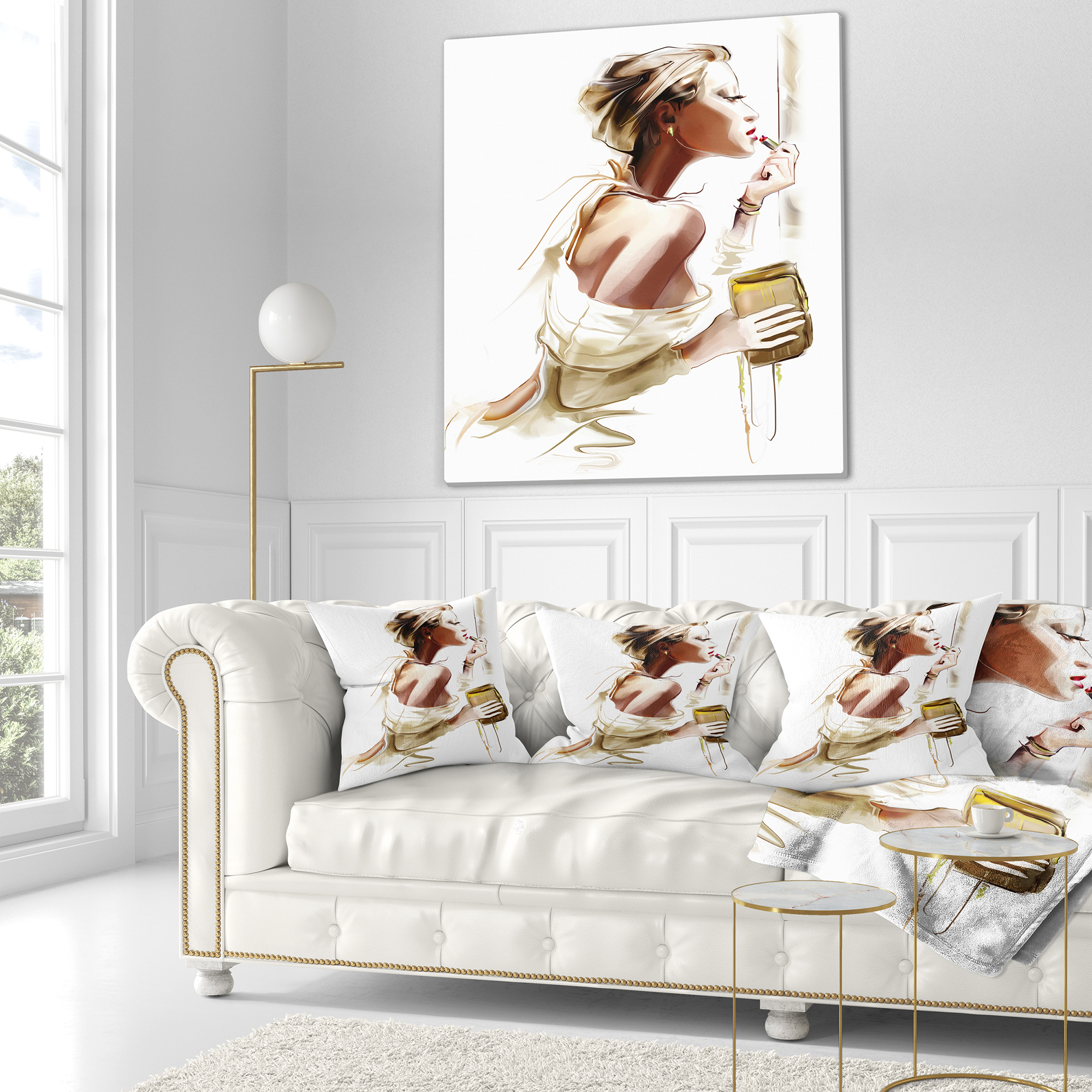 Designart Fashion Woman - Abstract Portrait Throw Pillow - 16x16