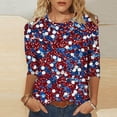 thumbnail image 6 of Gamivast Womens Graphic Tees American Flag Print Crewneck 3/4 Sleeve Summer Tops Casual Tops Abstract Star Sparkle 4th of July Outfits, 6 of 7