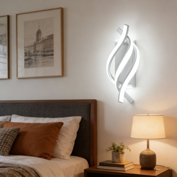 Wall Sconces, Spiral Modern Led Wall Sconce Lighting, 21W 6500K Cool White Indoor Wall Light Wall Light Fixtures, Acrylic Led Wall Lamp For Bedroom Bathroom Living Room Hallway Balcony
