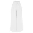 thumbnail image 5 of Huowey Womens Pants Wide Leg Flowy Drape Ruffles Trousers with Drawstring Elastic Waist Outwear Fashion Casual Pants, 5 of 8