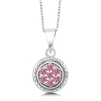 Gem Stone King 925 Sterling Silver Pink Lab Grown Diamond Necklace Round Pendant Necklace for Women (0.34 Cttw, Gemstone Birthstone, with 18 inch Chain)