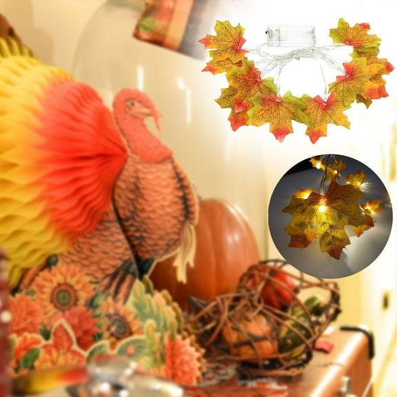 Fridja 20 LED Thanksgiving Leaves Maple Leaf Lights String Garden Party Room Ins Decorative Lights Clearance
