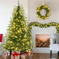 thumbnail image 2 of Sesslife 6FT Christmas Trees Set with Wreath & Garland, Artificial Christmas Tree with 861 PE Branch Tips and 380 Multi-Color LED Lights, Pre-Lit Aspen Fir Xmas Tree for Indoor Holiday Decor, Green, 2 of 8