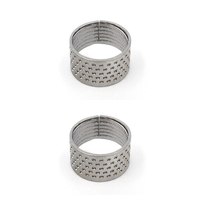 jesticaly Knitting Rings Finger for Protection Thimble Adjustable Specially-designed Handheld Carryable Safeguarding Crochet Tools Thicken Silver Ring 2Set