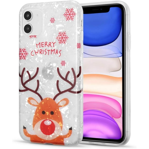 Christmas Cartoon TPU Case for iPhone 12 iPhone 12 Pro 6.1 inch, Cute Lovely Animal Elk Snow Pattern Phone Cover Soft Slim TPU Fit Protective Back Case for iPhone 12/12 Pro 6.1 inch - Elk