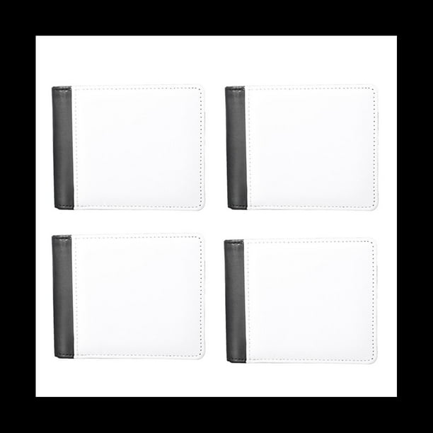 4 Piezas Cartera de SublimacióN en Blanco para Hombres Pu Transferencia de DIY Titular de la Tarjeta Bancaria Cartera Plegable para Regalos de la Escuela Posterior