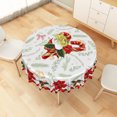 thumbnail image 3 of Duangreer Christmas Tablecloth Round 60 Inch Candy Sticks Poinsettia Print, Table Cloth Circle Washable Waterproof for Holiday Party Kitchen Dining Outdoor Decor, 3 of 6