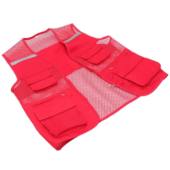LEORX Volunteer Mesh Vest in Red Color with High Visibility and Protective Features for Indoor Activities 1Pcs