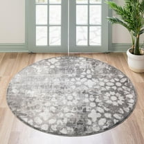 Rugs.com Monte Carlo Collection Rug – 5' Round Dark Gray Medium Rug Perfect For Kitchens, Dining Rooms