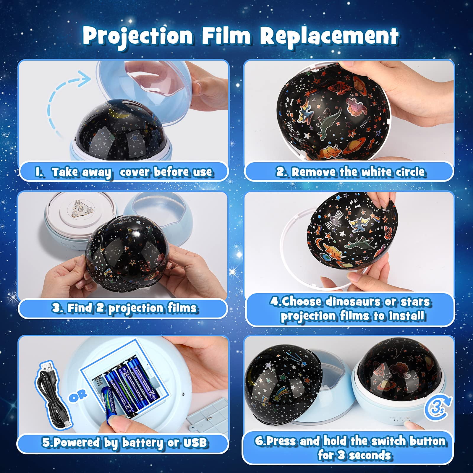 Star Projector Night Light for Kids, Dinosaurs Star Projector Light Gifts for 3 4 5 6 7 8 Year Old Boys Girls, Dinosaurs Toys for 3-12 Year Old, Galaxy Projector for Kids Room