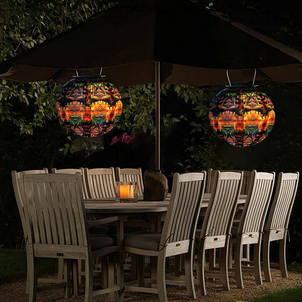 Linterna Solar Linterna Solar Linterna LED pintada con energía solar Iluminación colgante para jardín impermeable al aire libre (C) Lamparas