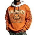 thumbnail image 2 of Yuaguia Men's Halloween Hoodie, Loose Fit Graphic Sweatshirt with Kangaroo Pocket and Drawstring, Casual Drawstring Pullover Fall Apparel, Soft Lightweight Novelty Print Tops, White M, 2 of 4
